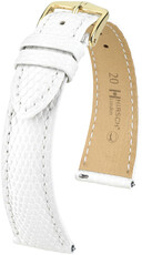 Lederen riem Hirsch London L 04366000-7, wit, hagedissenleer, lengte L, snelsluiting