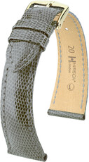 Lederen riem Hirsch London L 04366030-7, grijs, hagedissenleer, lengte L, snelsluiting