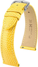 Leren horlogeband Hirsch London L 04366072-2, geel, hagedisleer, lengte L, Quick Release