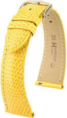 Leren horlogeband Hirsch London L 04366072-7, geel, hagedissenleer, lengte L, Quick Release