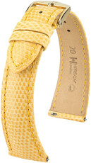 Leren horlogeband Hirsch London L 04366073-7, geel, hagedissenleer, lengte L, Quick Release