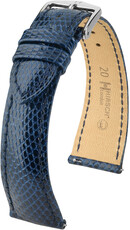Lederen riem Hirsch London L 04366080-2, blauw, hagedissenleer, lengte L, snelsluiting