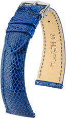 Lederen riem Hirsch London L 04366085-2, blauw, hagedissenleer, lengte L, snelsluiting