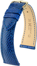 Lederen riem Hirsch London L 04366085-7, blauw, hagedissenleer, lengte L, snelsluiting