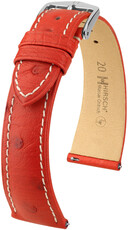 Leren riem Hirsch Massai Ostrich L 04362021-2, rood, struisvogelleer, lengte L, snelsluiting