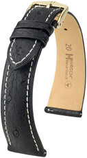 Lederen riem Hirsch Massai Ostrich L 04362051-7, zwart, struisvogelleer, lengte L, snelsluiting