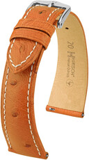 Lederen riem Hirsch Massai Ostrich L 04362071-2, bruin, struisvogelleer, lengte L, snelsluiting