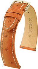 Leren horlogeband Hirsch Massai Ostrich L 04362071-7, bruin, struisvogelleer, lengte L, Quick Release