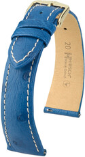 Leren horlogeband Hirsch Massai Ostrich L 04362084-7, blauw, struisvogelleer, lengte L, Quick Release