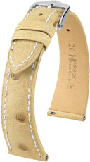 Lederen riem Hirsch Massai Ostrich L 04362091-2, beige, struisvogelleer, lengte L, snelsluiting