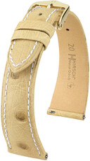 Lederen riem Hirsch Massai Ostrich L 04362091-7, beige, struisvogelleer, lengte L, snelsluiting