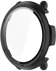 Beschermhoes (pro Amazfit Active 2, round), kunststof, zwart + glas