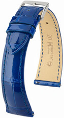 Leren horlogeband Hirsch London L 04307082-2, blauw, alligatorenleer, lengte L, Quick Release