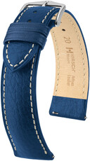 Leren horlogeband Hirsch Boston 01302180-2, blauw, kalfleer, lengte M, Quick Release