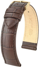 Leren horlogeband Hirsch Duke 01028110OE-1, bruin, kalfsleer, open end (voor vaste stiftjes), lengte M