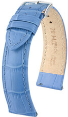 Leren riempje Hirsch Duke 01028183-2, blauw, kalf huid, Quick Release