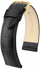 Leren horlogeband Hirsch Duke L 01028050NQ-1, zwart, kalfleer, lengte L