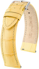 Leren horlogeband Hirsch Duke L 01028072-2, geel, kalfsleder, lengte L, Quick Release