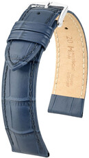 Leren horlogeband Hirsch Duke L 01028080NQ-2, blauw, kalfsleer, lengte L