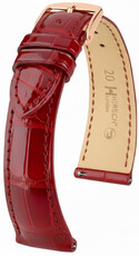 Leren riempje Hirsch London 04207120-7, rood, alligator huid, Quick Release