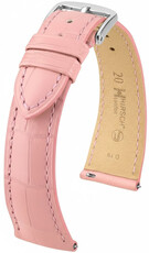 Leren riempje Hirsch London 04207122-2, roze, alligator huid, Quick Release