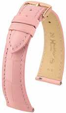 Leren riempje Hirsch London 04207122-7, roze, alligator huid, Quick Release