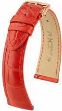 Leren riempje Hirsch London 04207129-7, rood, alligator huid, Quick Release