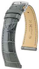 Leren riempje Hirsch London 04207130-2, grijs, alligator huid, Quick Release