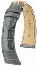 Leren riempje Hirsch London 04207130-7, grijs, alligator huid, Quick Release