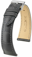 Leren riempje Hirsch London 04207139-2, grijs, alligator huid, Quick Release