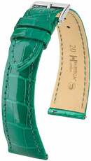 Leren riempje Hirsch London 04207140-2, groen, alligator huid, Quick Release
