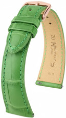 Leren riempje Hirsch London 04207142-7, groen, alligator huid, Quick Release