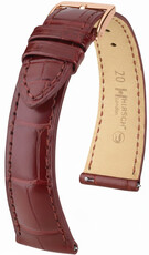 Leren riempje Hirsch London 04207169-7, rood, alligator huid, Quick Release