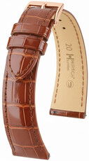 Leren riempje Hirsch London 04207170-7, bruin, alligator huid, Quick Release