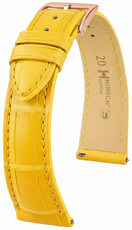 Leren riempje Hirsch London 04207172-7, geel, alligator huid, Quick Release