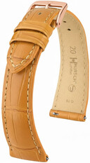 Leren riempje Hirsch London 04207175-7, bruin, alligator huid, Quick Release