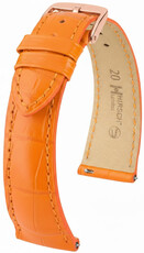 Leren riempje Hirsch London 04207176-7, oranje, alligator huid, Quick Release