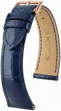 Leren riempje Hirsch London 04207180-7, blauw, alligator huid, Quick Release