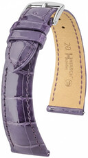Leren riempje Hirsch London 04207184-2, paars, alligator huid, Quick Release