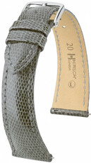 Leren riempje Hirsch London 04266130-2, grijs, hagedissenhuid, Quick Release