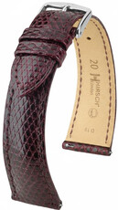 Leren riempje Hirsch London 04266160-2, rood, hagedissenhuid, Quick Release