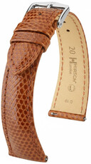 Leren riempje Hirsch London 04266170-2, bruin, hagedissenhuid, Quick Release
