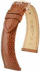 Leren riempje Hirsch London 04266170-7, bruin, hagedissenhuid, Quick Release