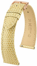 Leren riempje Hirsch London 04266190-7, beige, hagedissenhuid, Quick Release