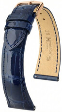 Leren horlogeband Hirsch London L 04207080-7, blauw, alligatorsleer, lengte L, Quick Release