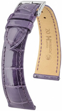 Leren horlogeband Hirsch London L 04207084-2, paars, alligatorenleer, lengte L, Quick Release