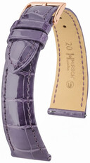 Leren horlogeband Hirsch London L 04207084-7, paars, alligatorleer, lengte L, Quick Release