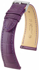 Leren horlogeband Hirsch London L 04207086-2, paars, alligatorleer, lengte L, Quick Release