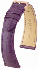 Leren horlogeband Hirsch London L 04207086-7, paars, alligatorleer, lengte L, Quick Release