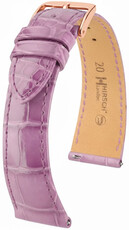 Leren horlogeband Hirsch London L 04207087-7, paars, alligatorleer, lengte L, Quick Release